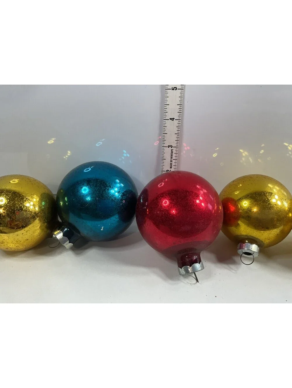Micro Star Vintage Glass Ball Ornaments 6 IOB